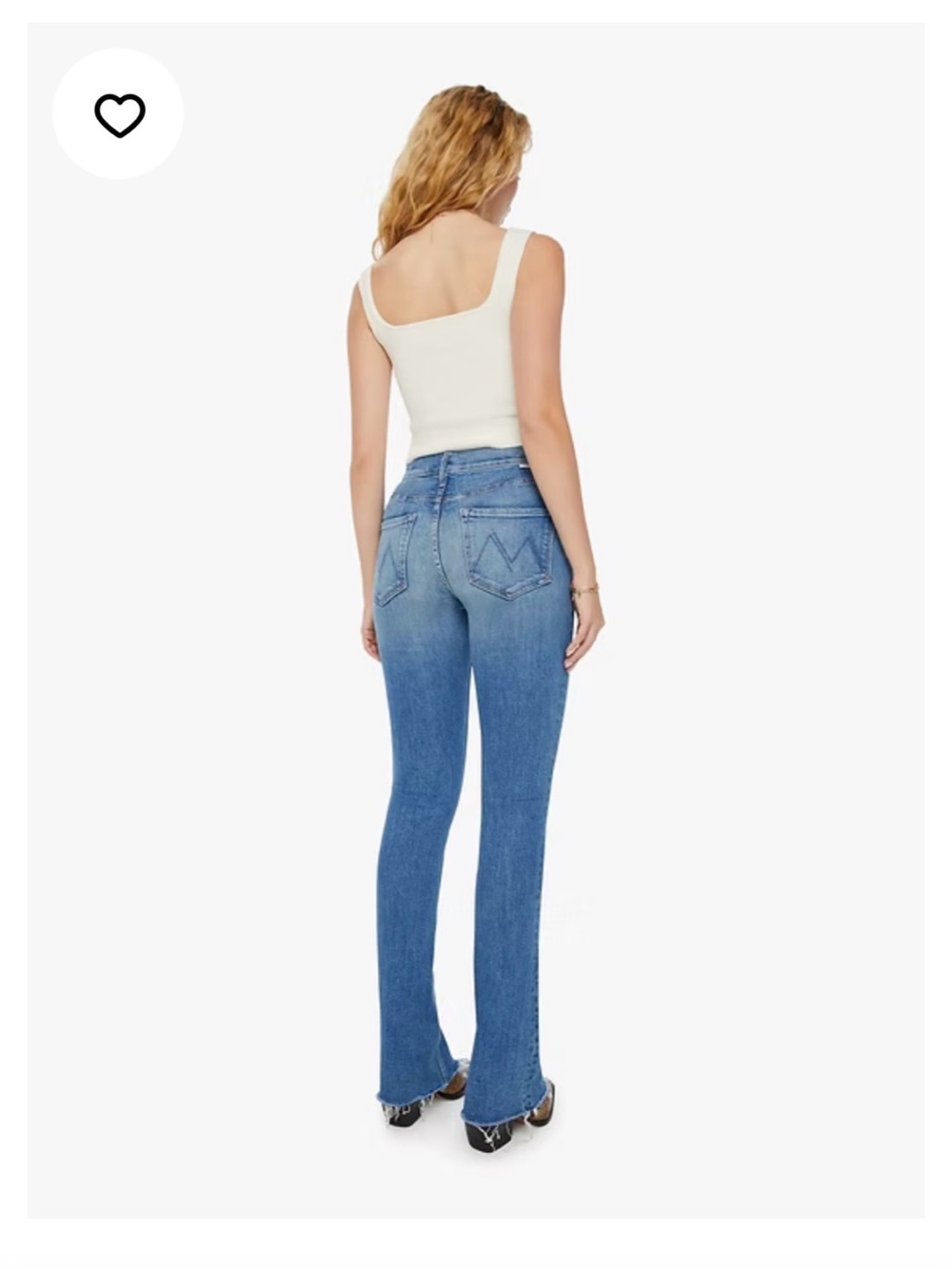 MOTHER Classic High-Rise Flare Jeans in Blue Denim